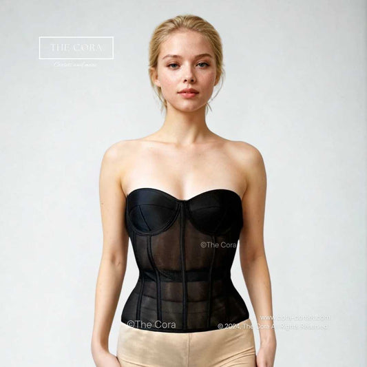 Ava Mesh Corset Top Black